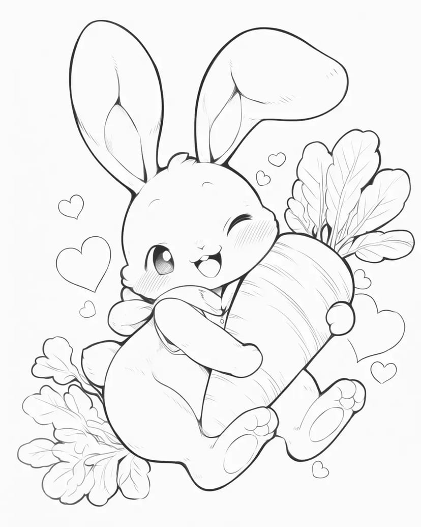 Lapin Câlinant une Carotte