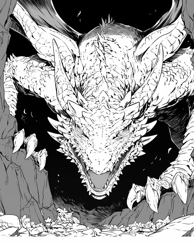 Dragón aterrador en la cueva
