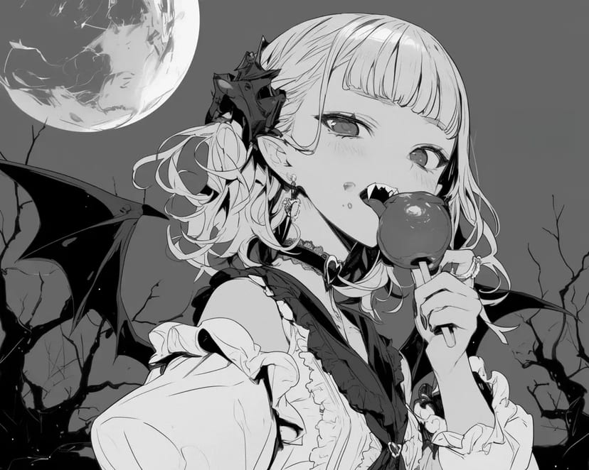 Chica Vampiro en la Noche de Luna Llena