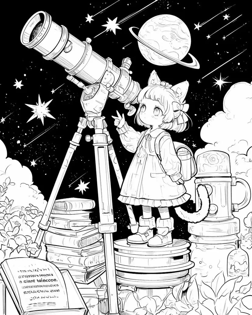 Chaton Regardant les Étoiles