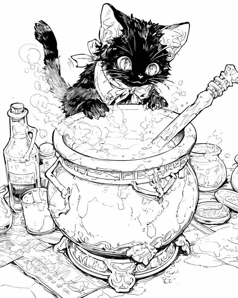 El Caldero Mágico y el Gato Negro