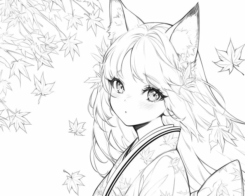 秋风中的狐耳少女