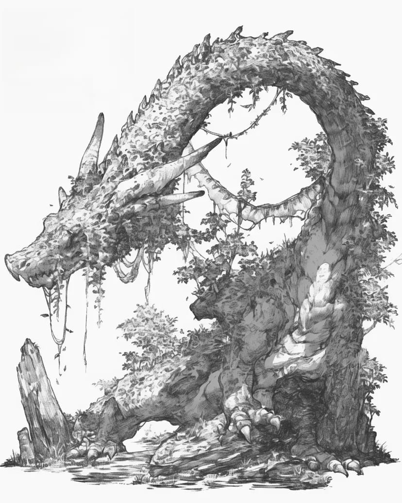 苔に覆われた竜