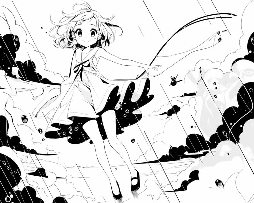 Fille sous la Pluie