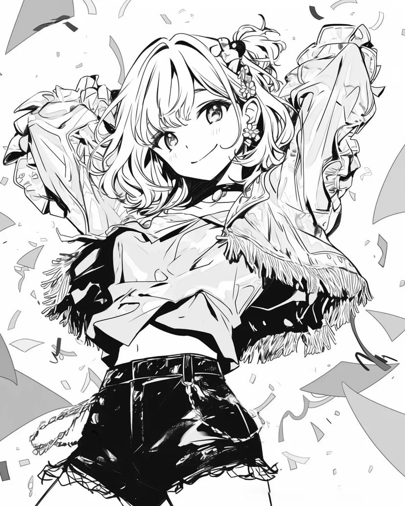 彩色灯光中的时尚女孩