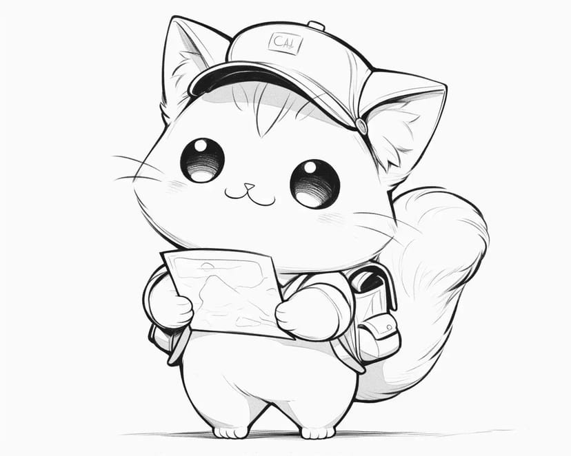 Gato Aventurero con un Mapa