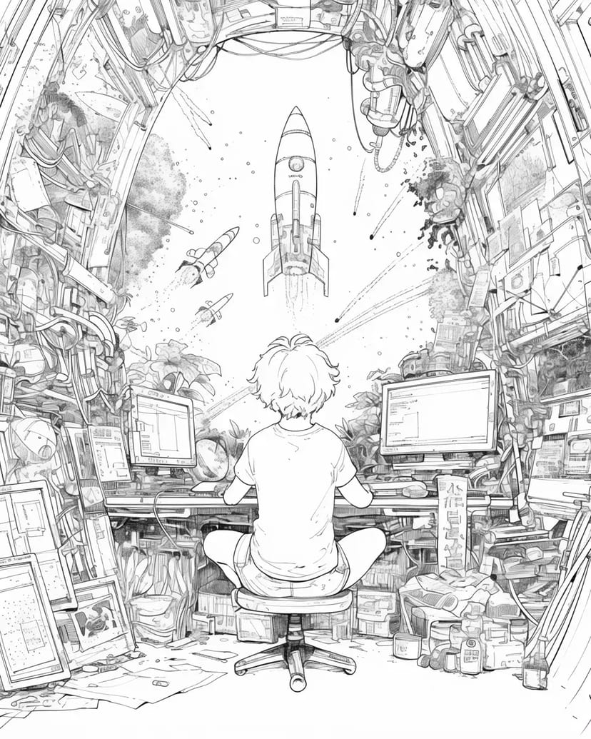 Garçon Rêvant de l'Espace