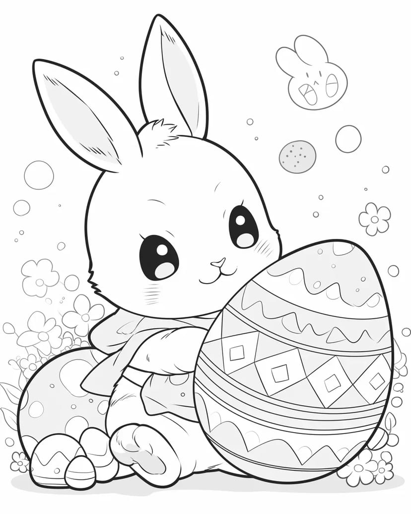 Conejo Sosteniendo un Huevo de Pascua
