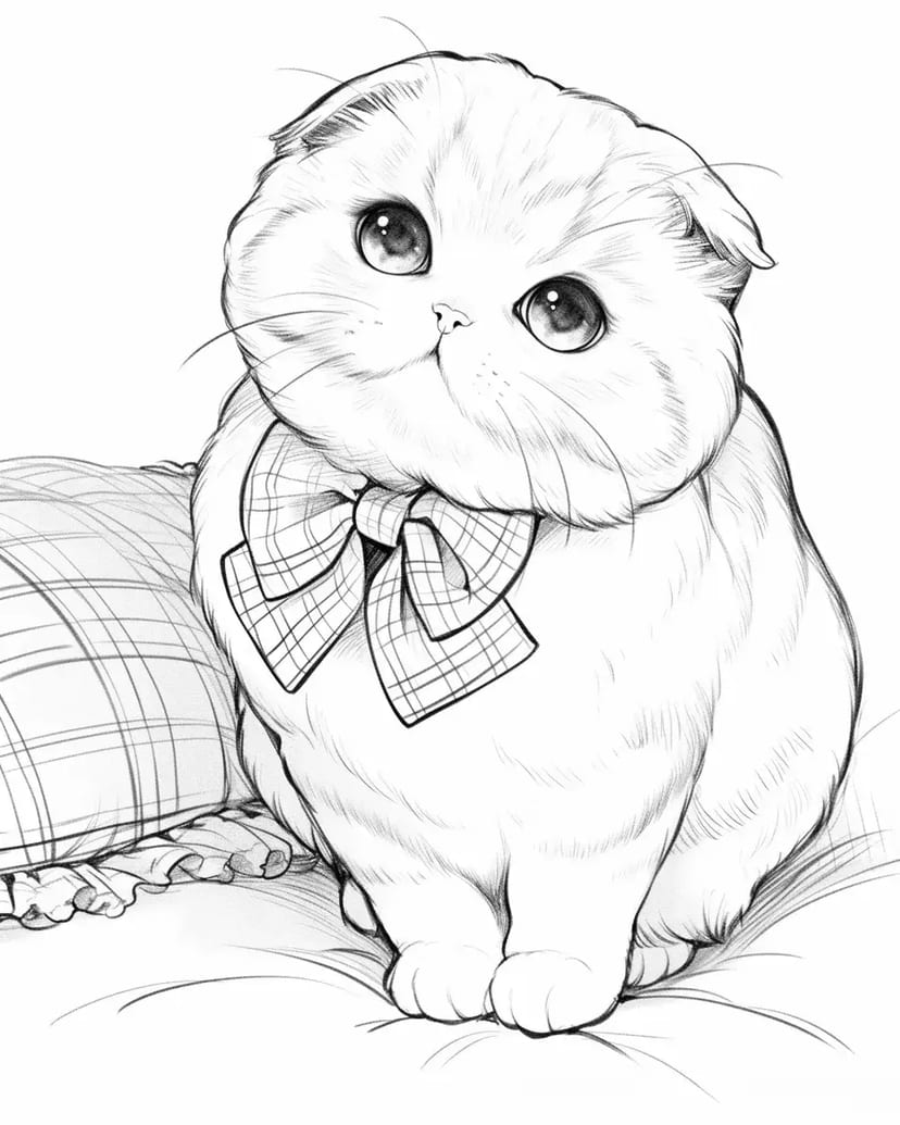 戴蝴蝶结的苏格兰折耳猫
