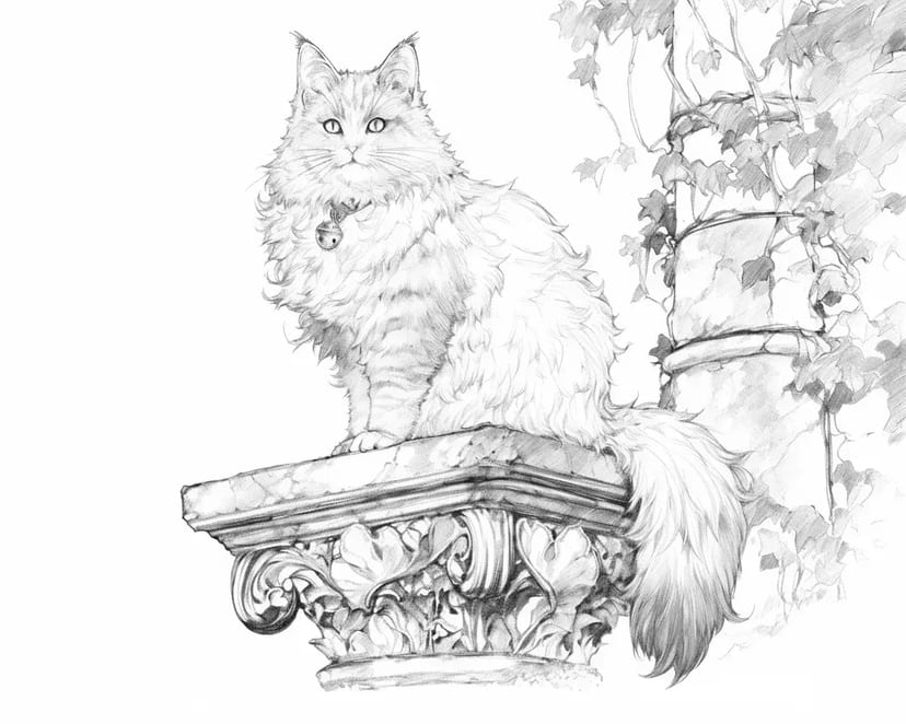 Chat des Forêts Norvégiennes sur Pilier Ancien