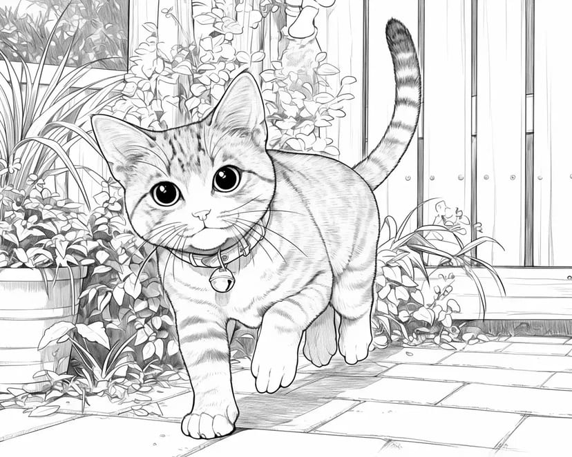 Kucing Imut Berjalan di Taman
