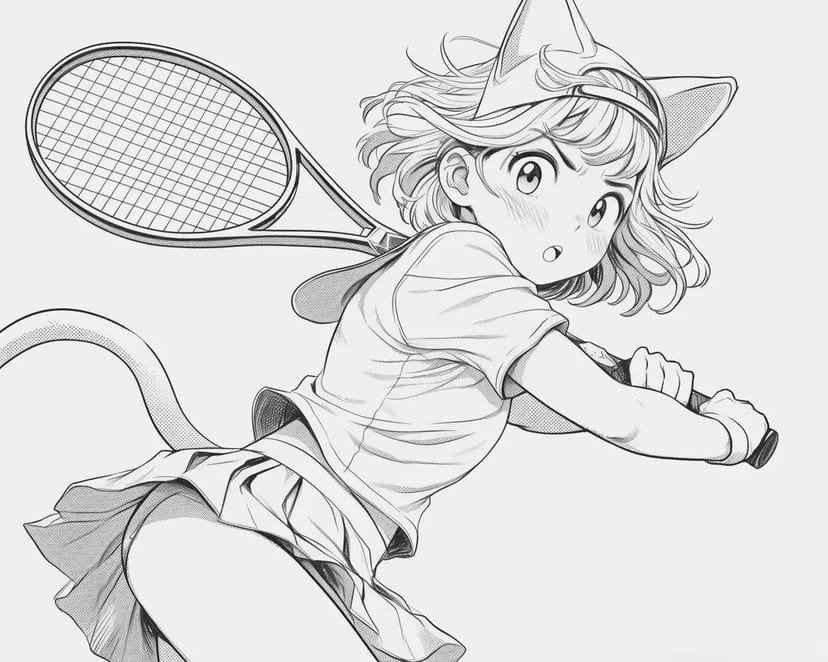 Jugadora de Tenis con Orejas de Gato