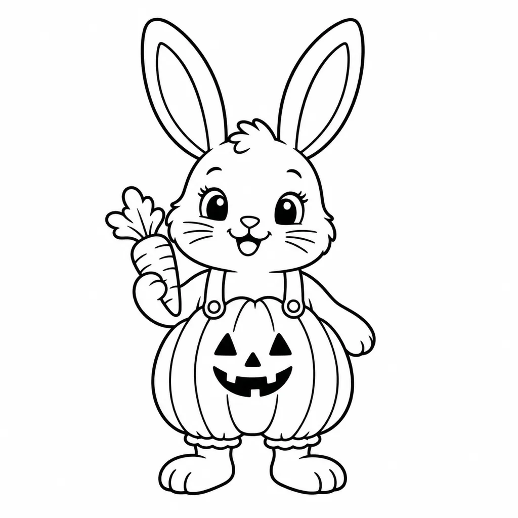 かぼちゃパンツのうさぎの塗り絵