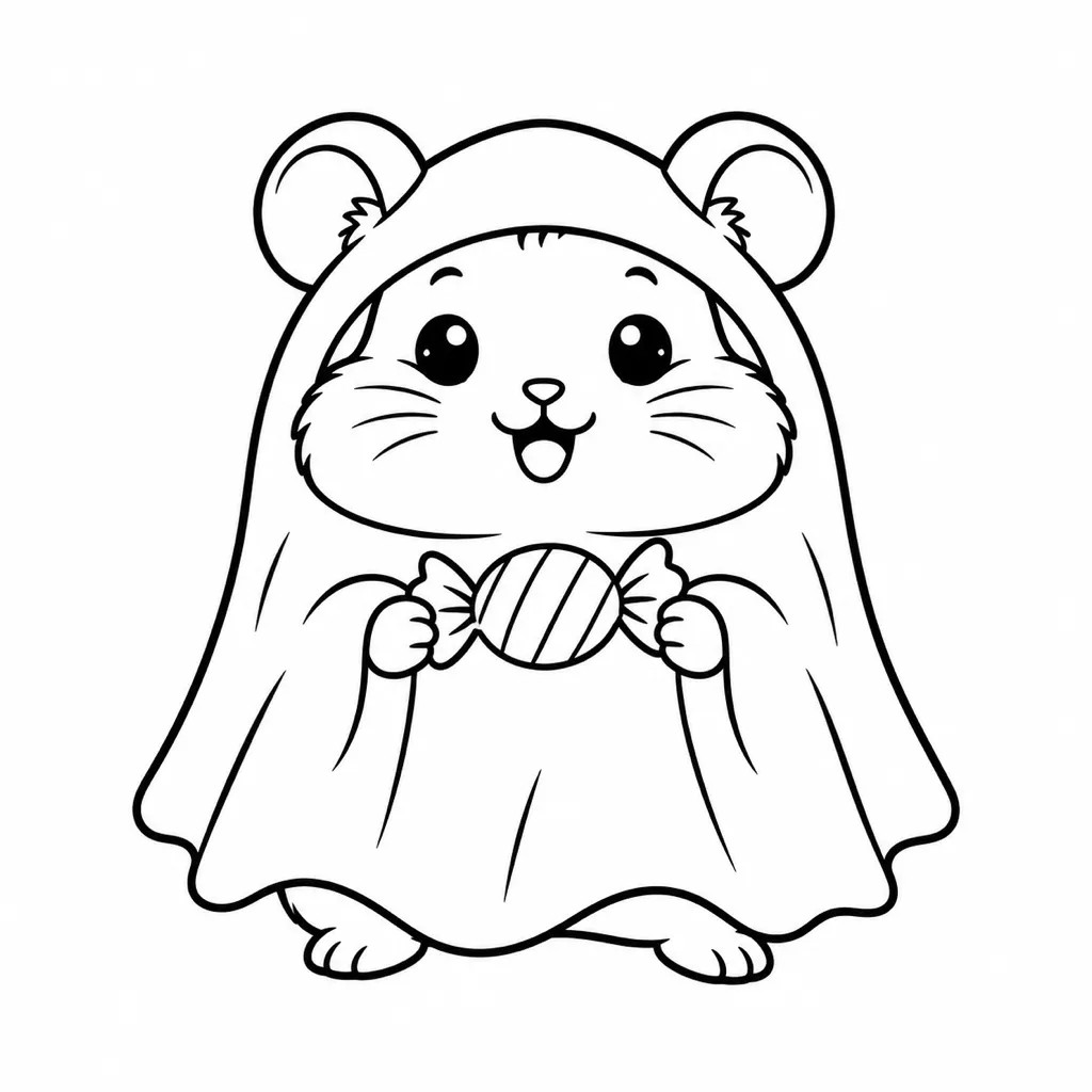 おばけのハムスターの塗り絵