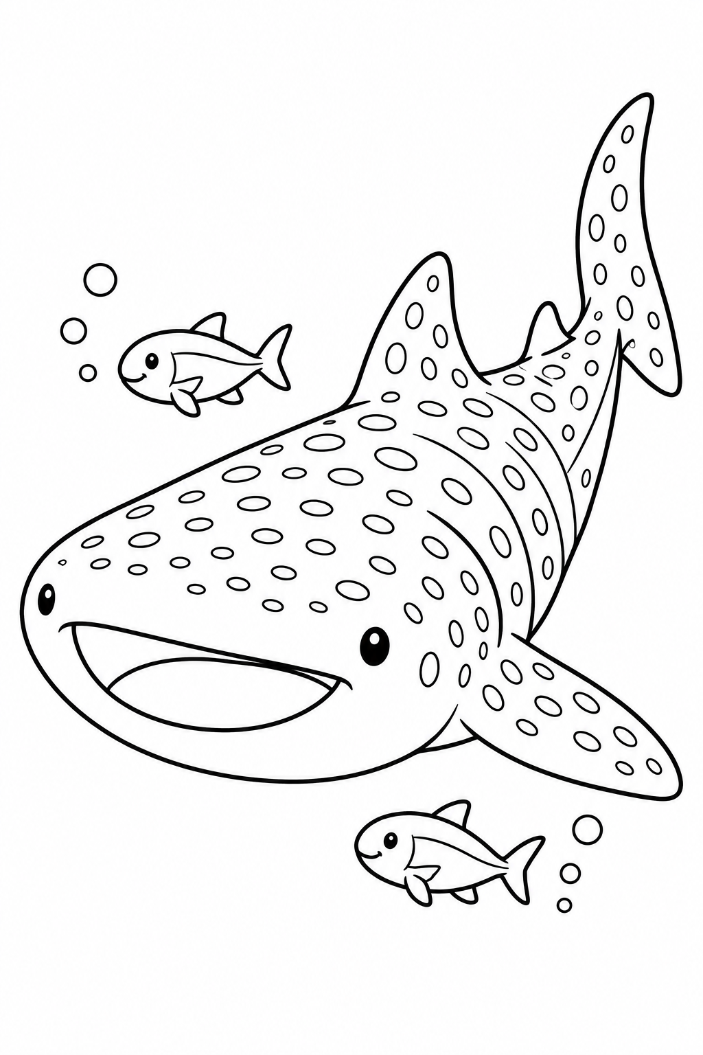 ジンベエザメと小魚の塗り絵