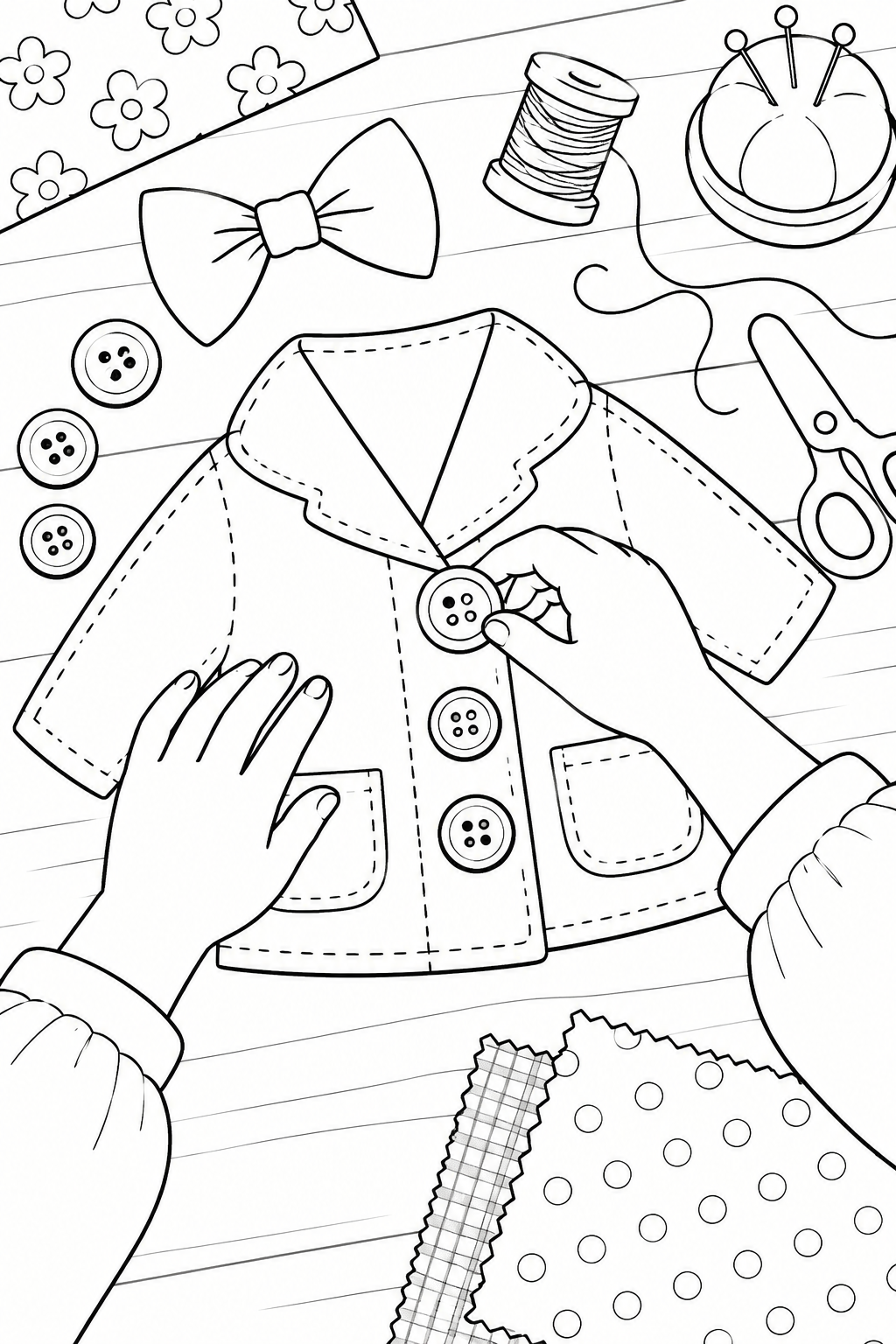 衣装づくりのテーブルの塗り絵