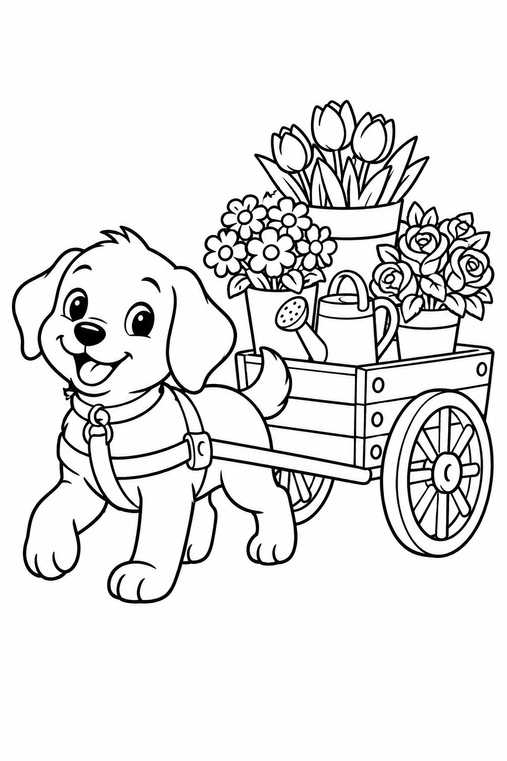 こいぬのお花屋さんの配達の塗り絵