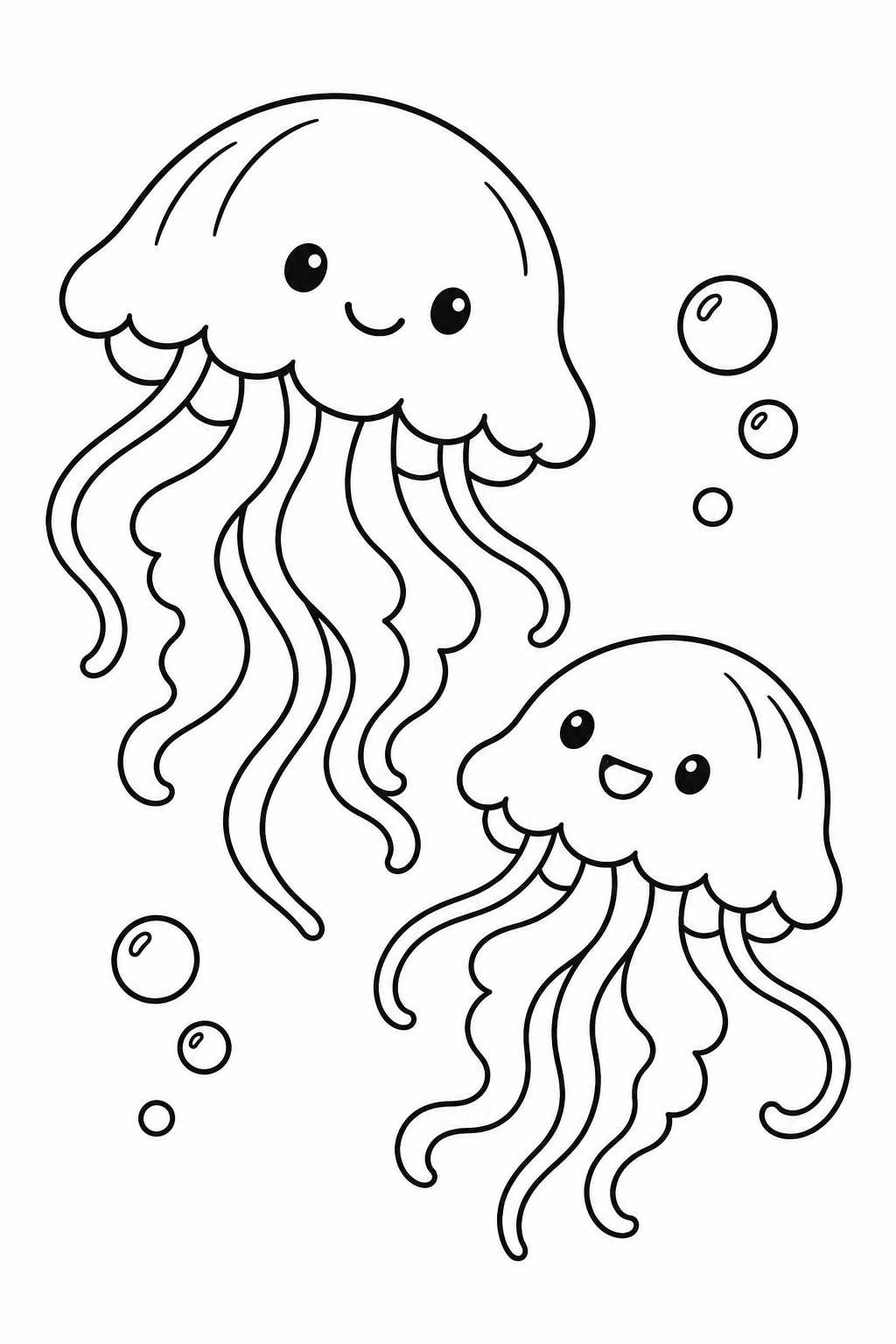 クラゲのふわふわダンスの塗り絵