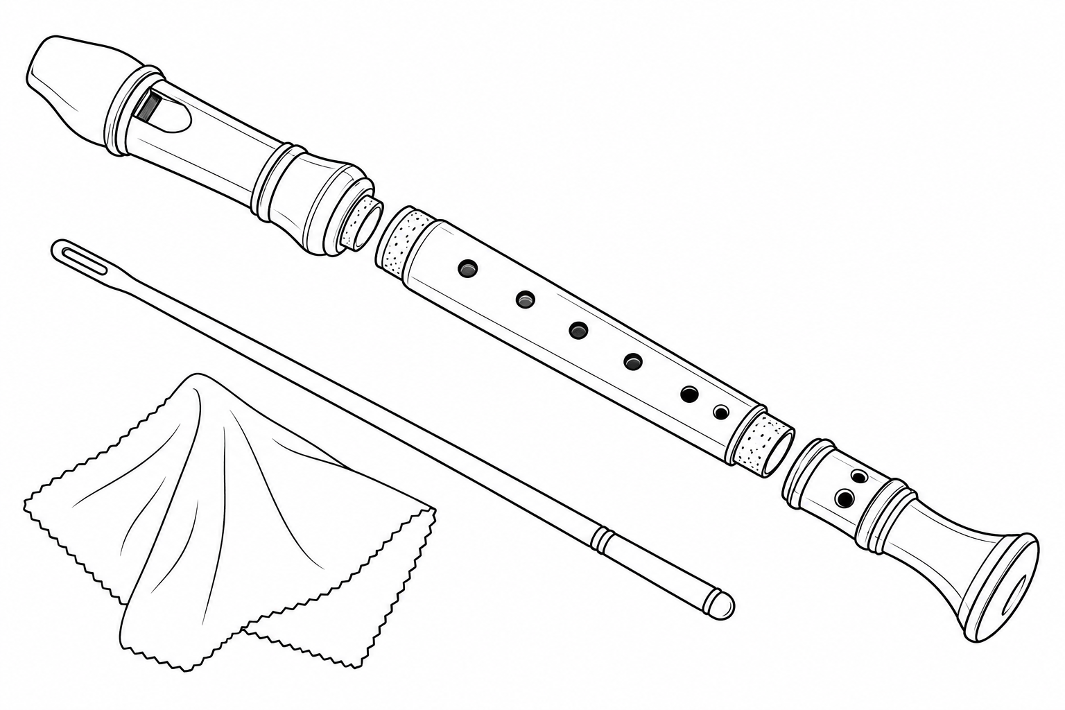 Coloriage Flûte à bec démontée