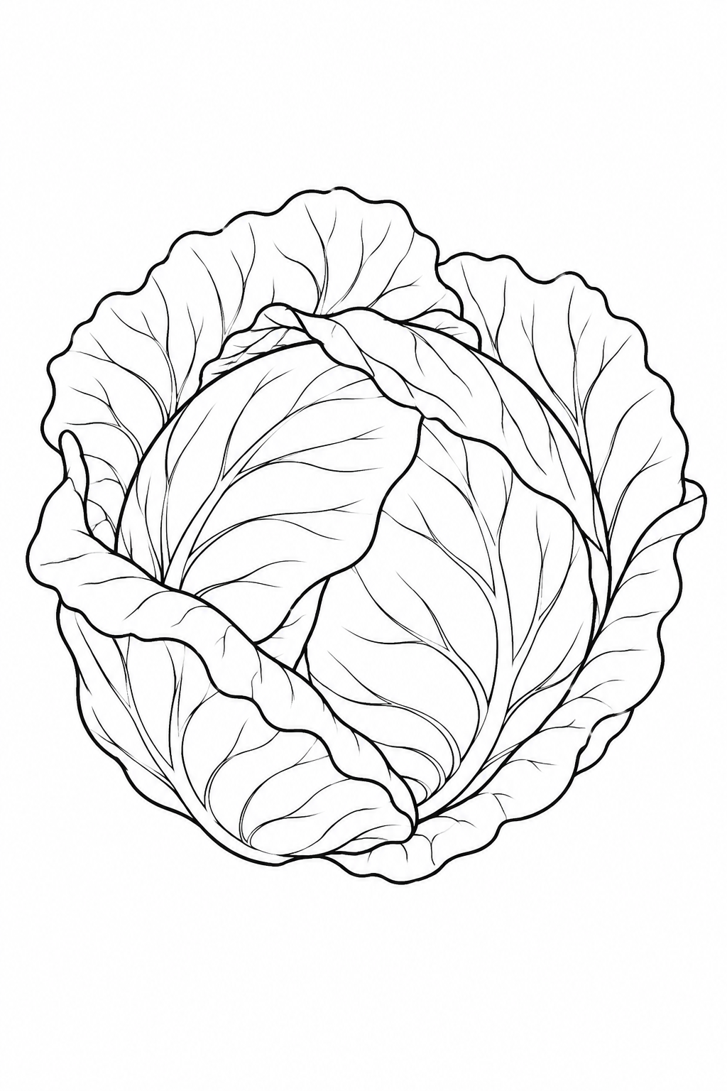 葉っぱに包まれたキャベツの塗り絵
