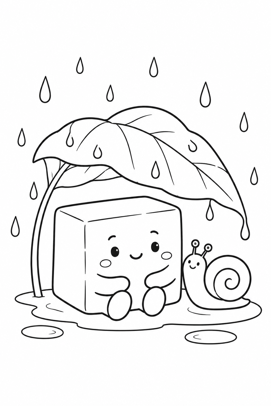 とうふの雨やどりの塗り絵