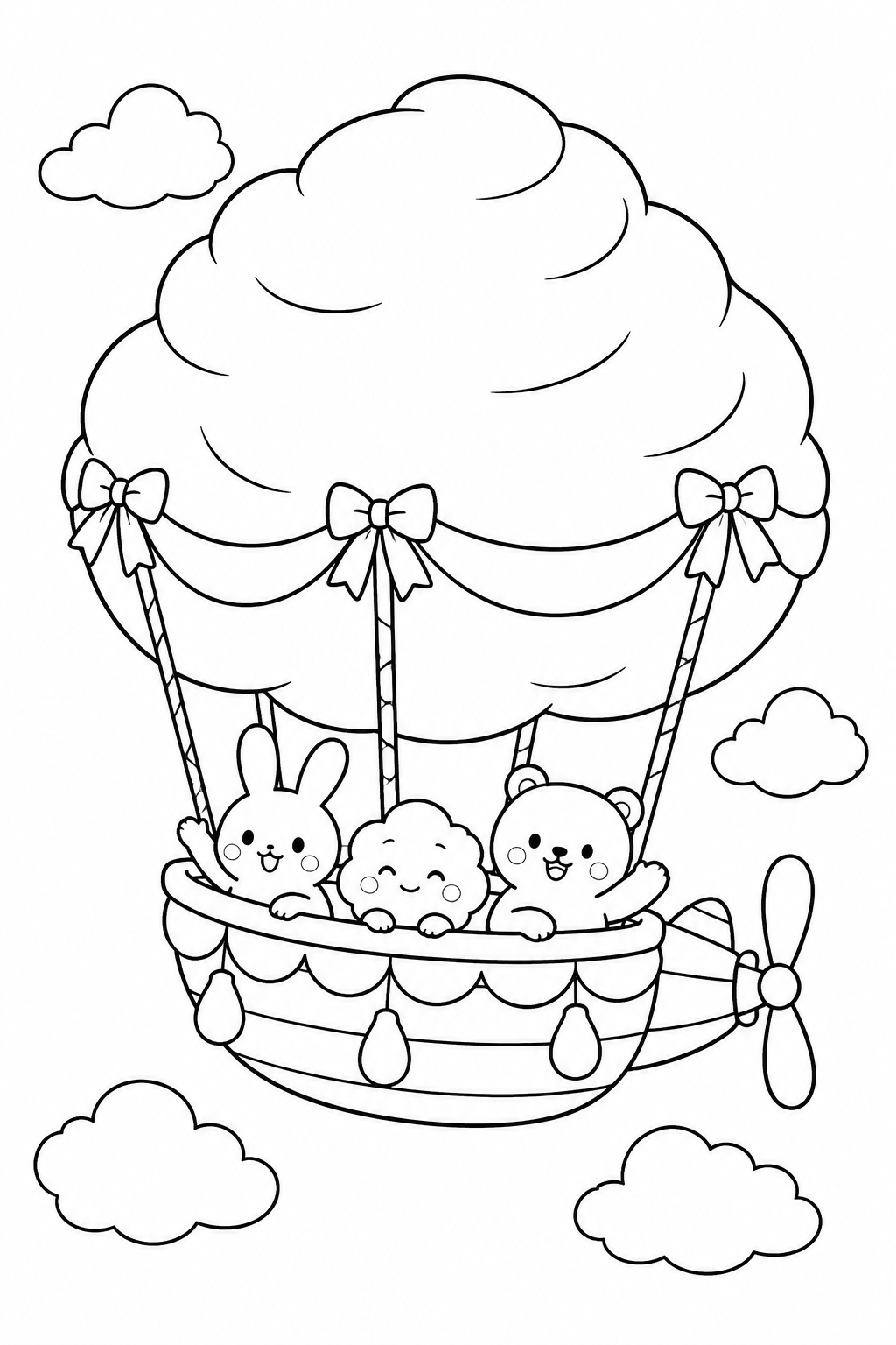 Dibujo de El dirigible esponjoso de algodón de azúcar para colorear