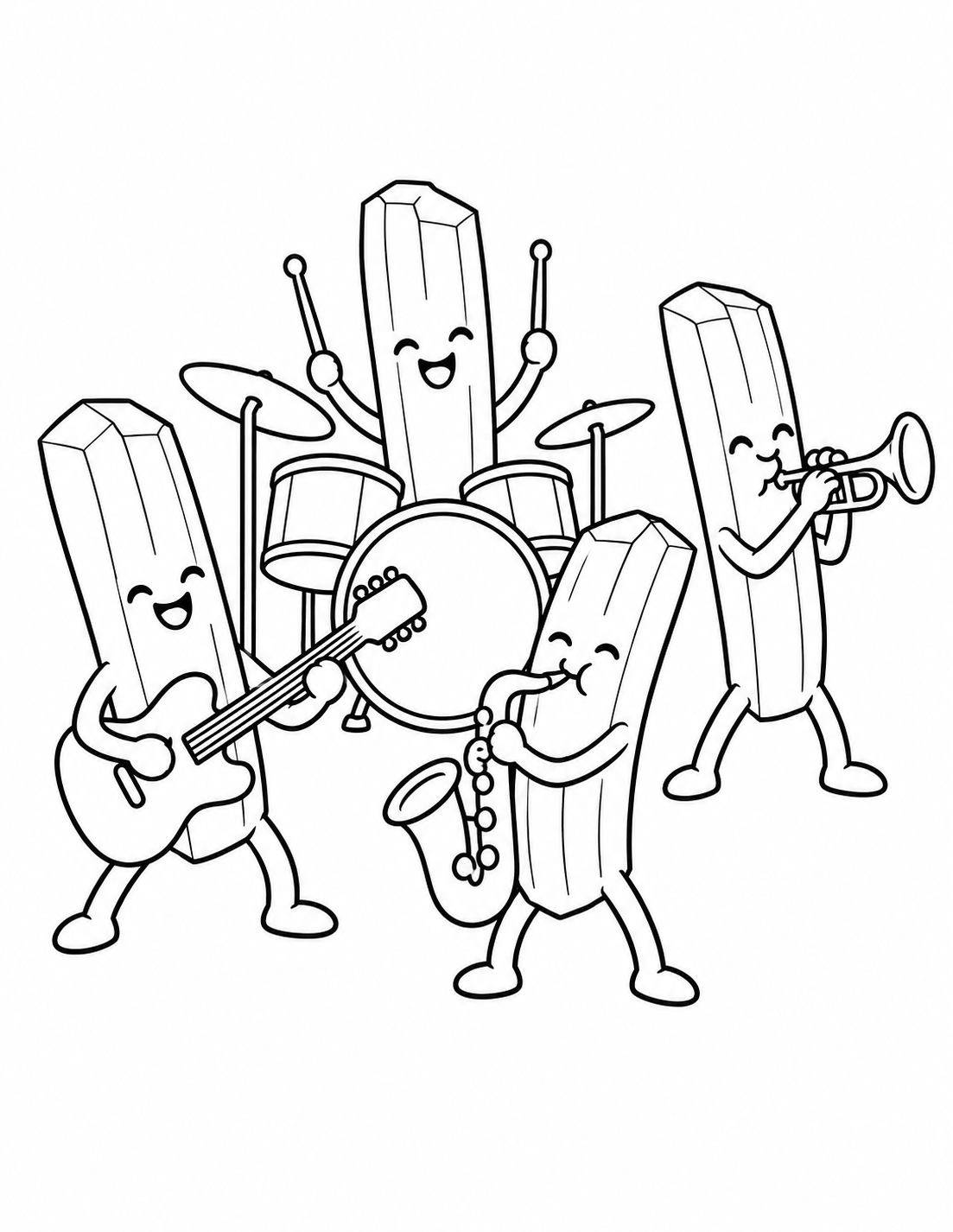 フライドポテトの音楽隊の塗り絵