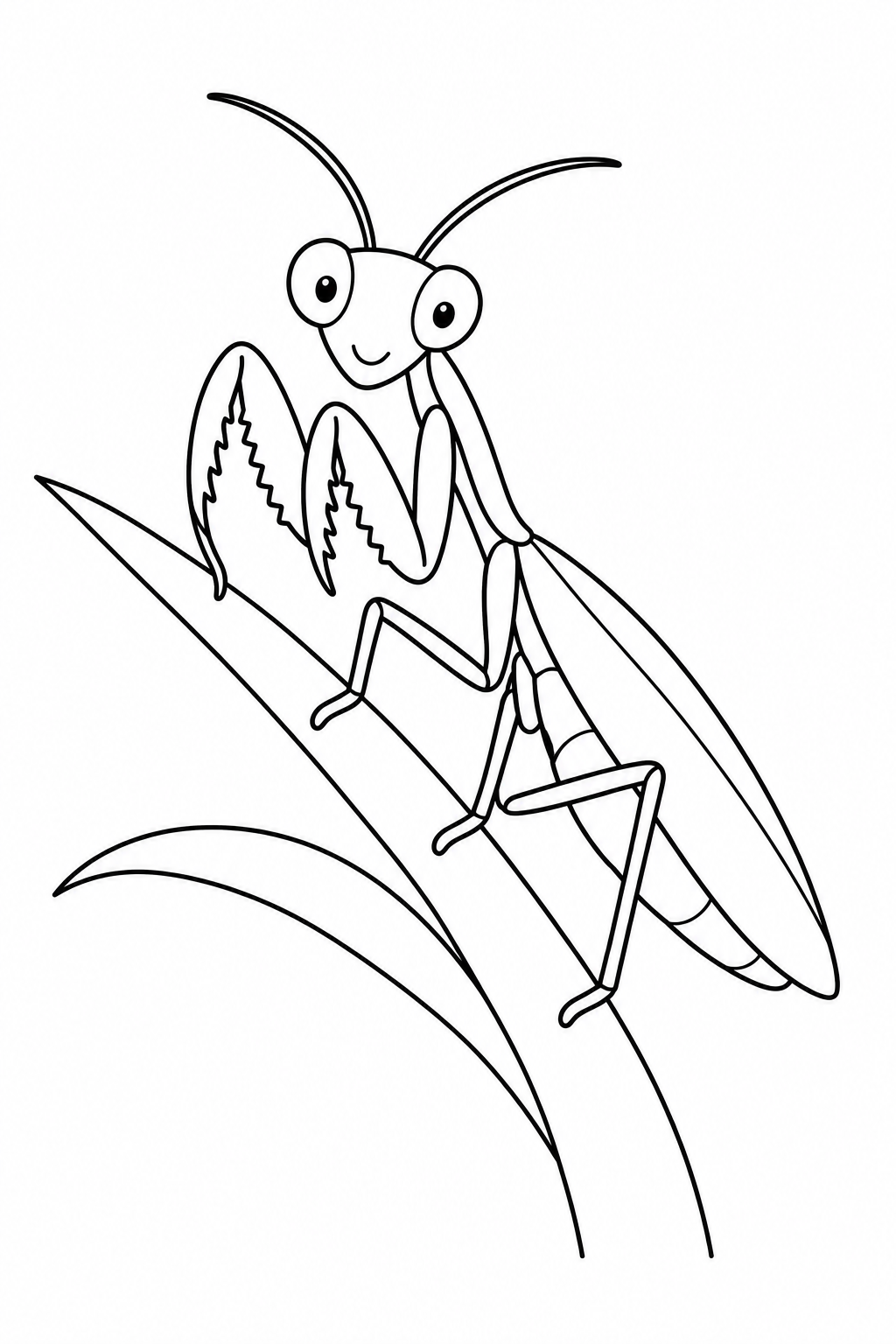 カマキリと草の茎の塗り絵