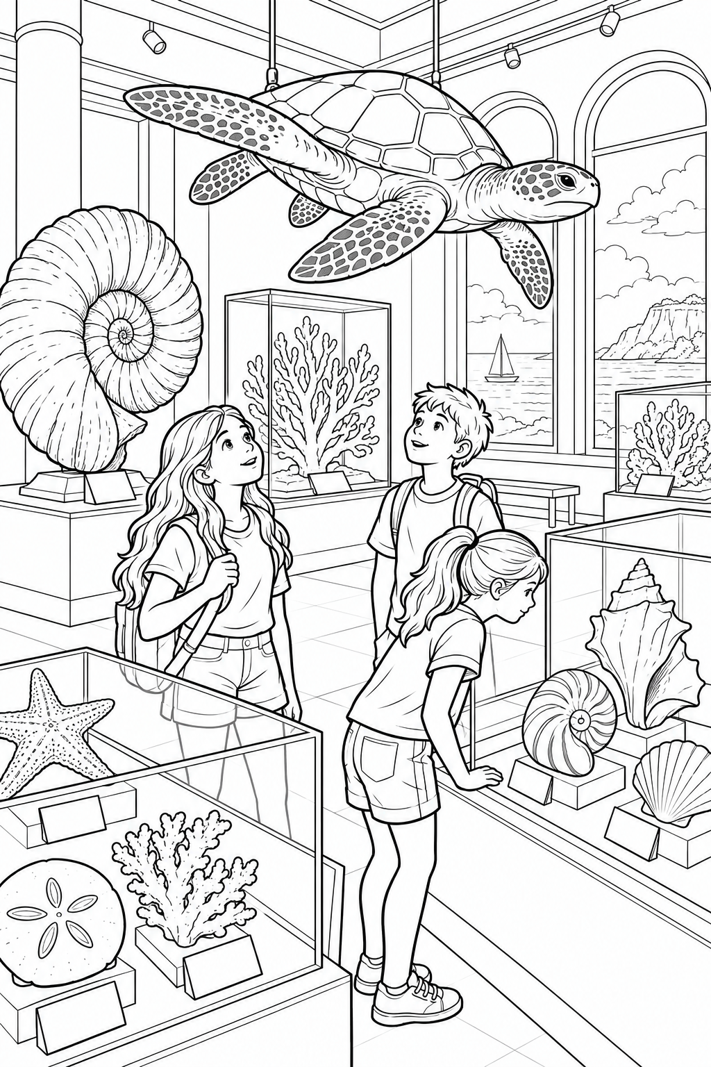 Coloriage Galerie du musée d'histoire naturelle — été
