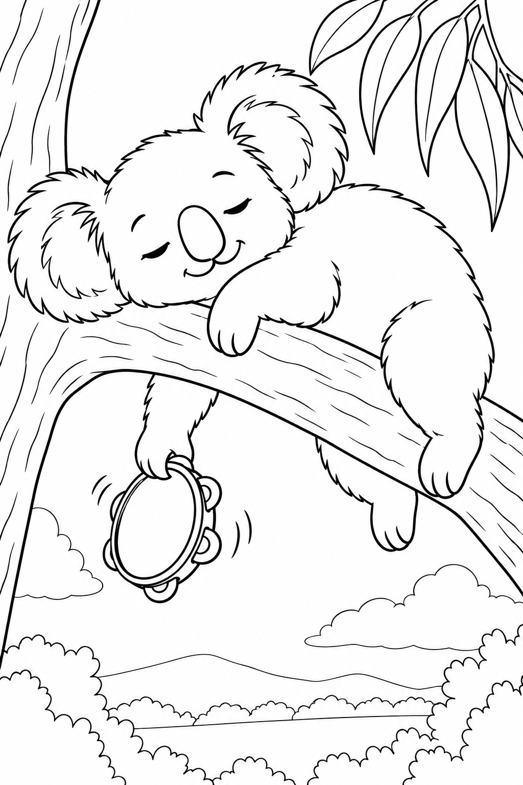 ねむたいコアラのリズムの塗り絵