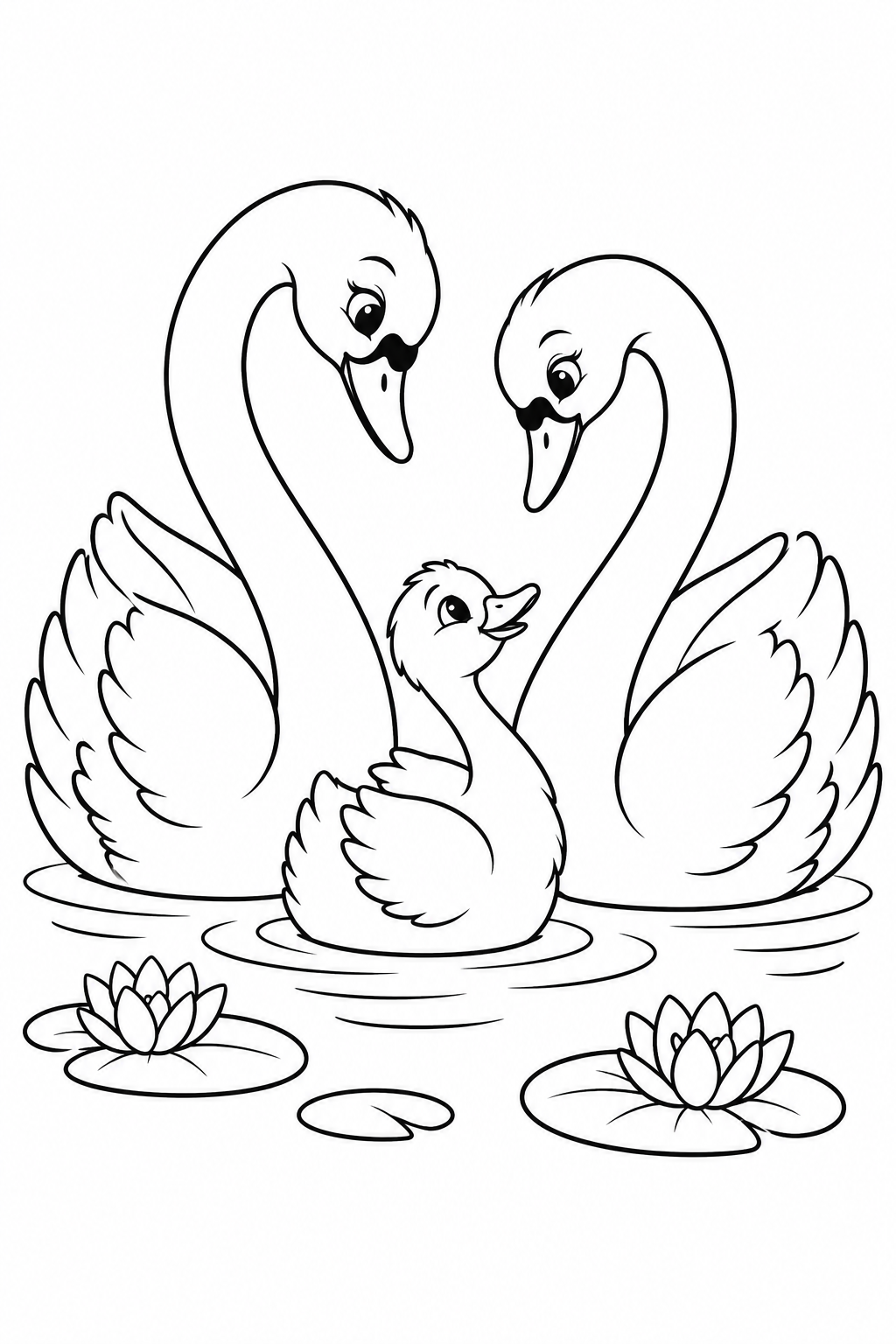 醜いアヒルの子:白鳥からのやさしいお迎えの塗り絵