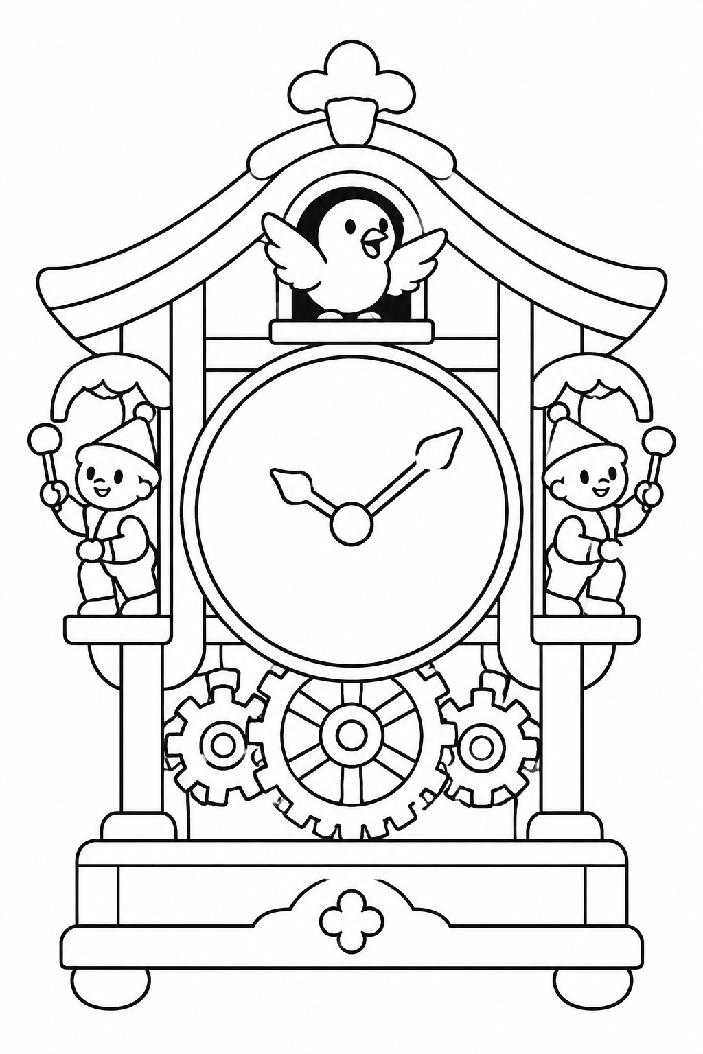 Dibujo de Reloj de autómatas y engranajes para colorear
