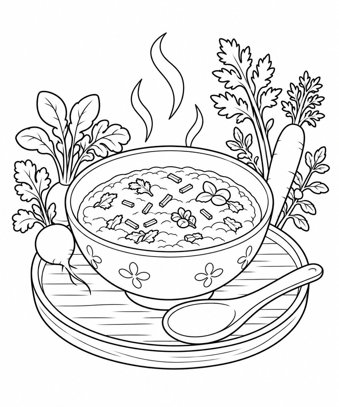 Coloriage Matin chaud avec la bouillie aux sept herbes