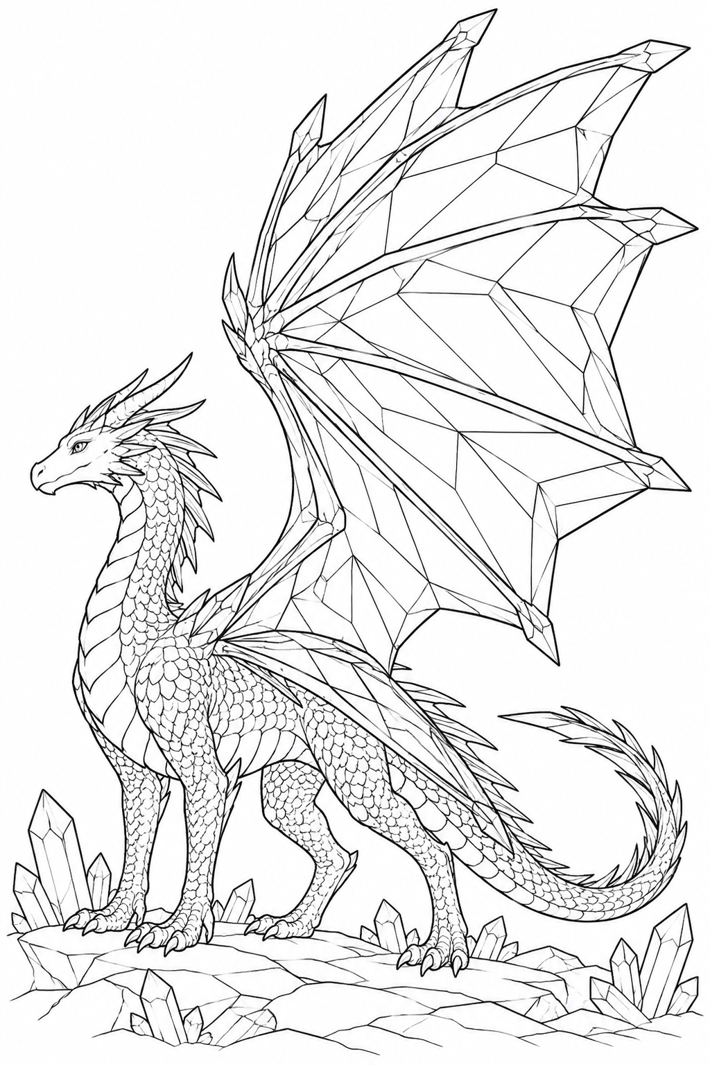 Coloriage Dragon aux ailes cristallines