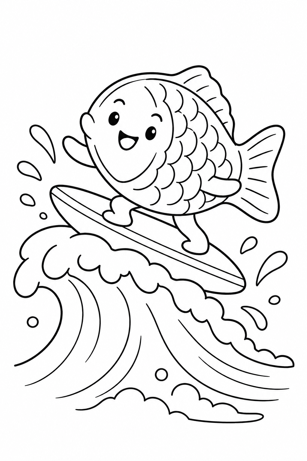 たい焼きの波のりの塗り絵