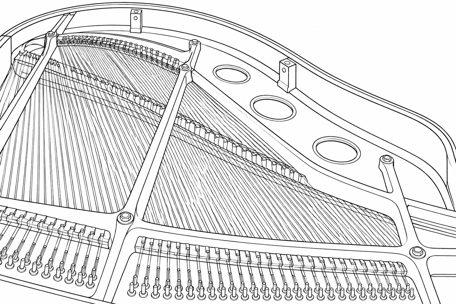 Dibujo de Abanico de cuerdas dentro de un piano para colorear
