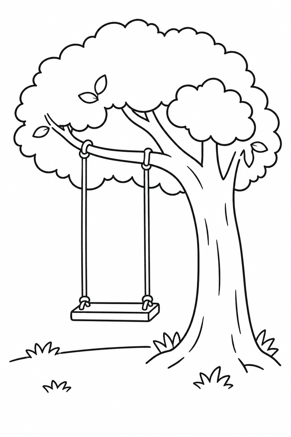 Dibujo de Columpio y árbol del parque para colorear