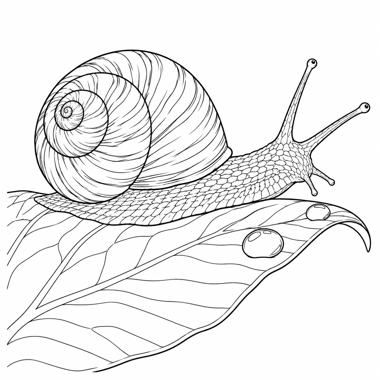 Dibujo de Caracol sobre una hoja grande para colorear