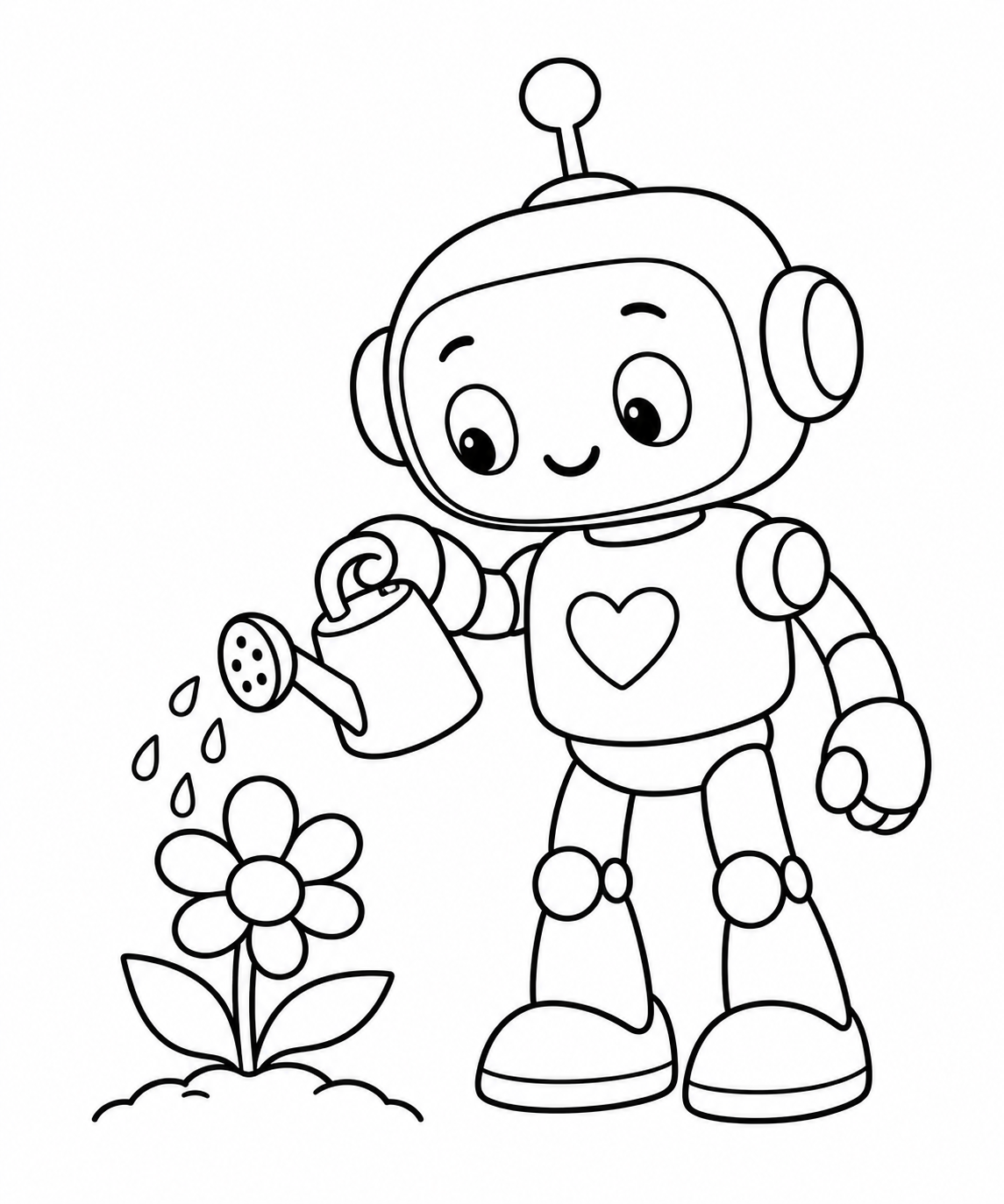 Dibujo de Robot que cultiva flores para colorear