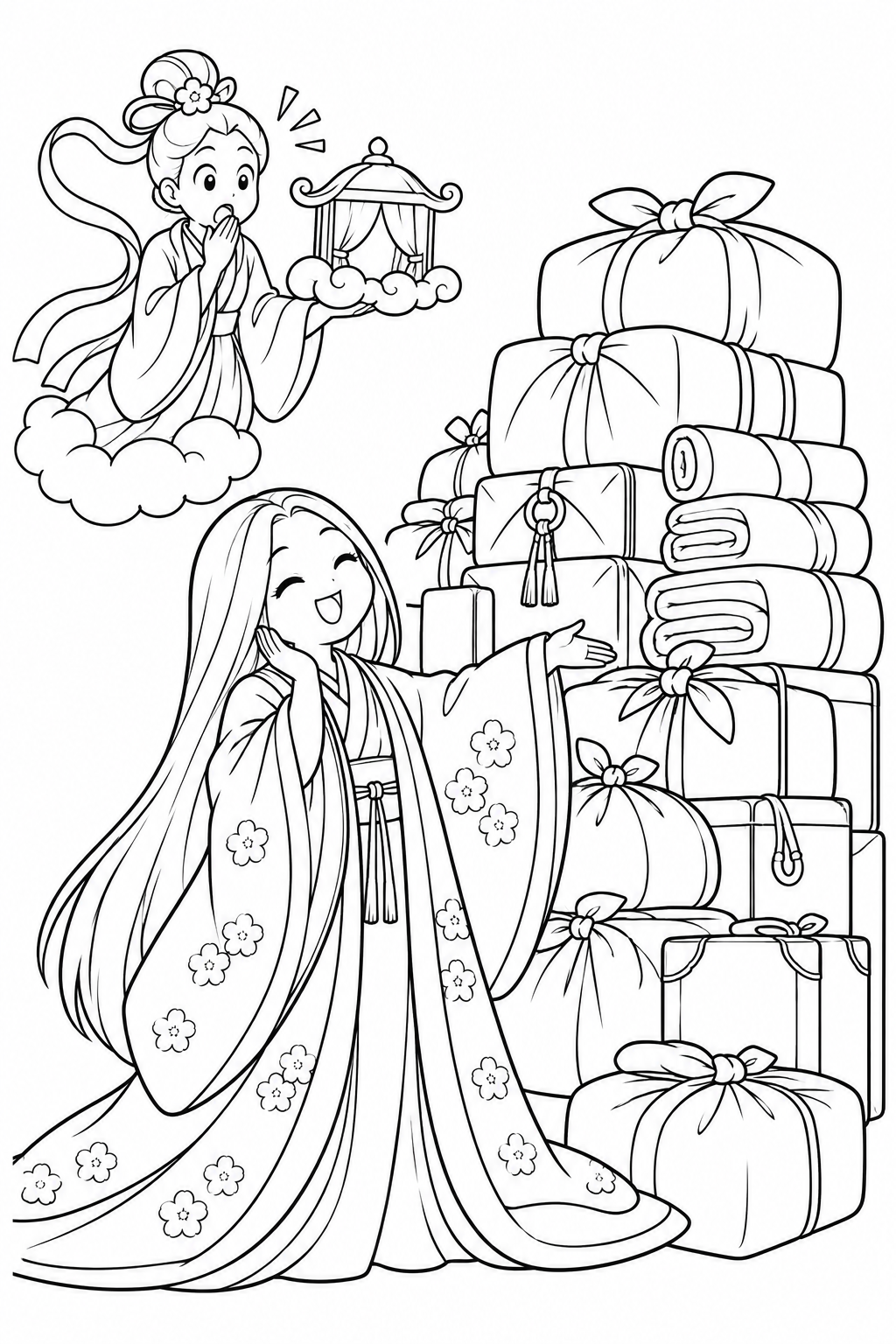 Dibujo de El enorme equipaje de Kaguya para la luna para colorear