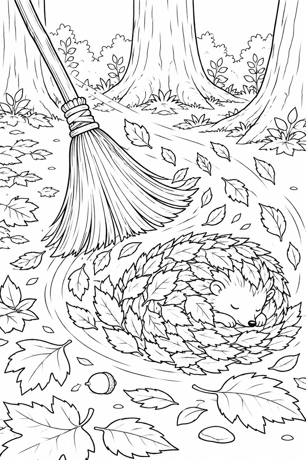 Gambar mewarnai Sapu Menyapu Hutan Malam