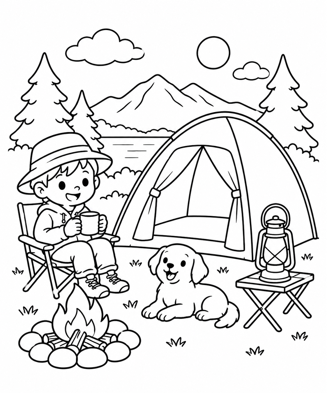 Coloriage Camping et tente