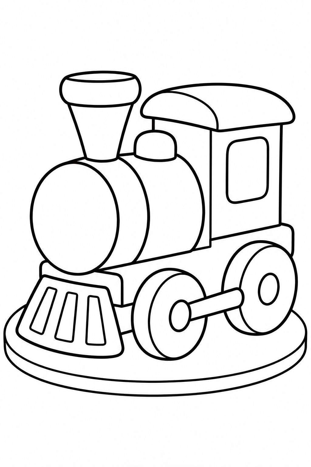 Coloriage La locomotive en bois sur un tapis rond