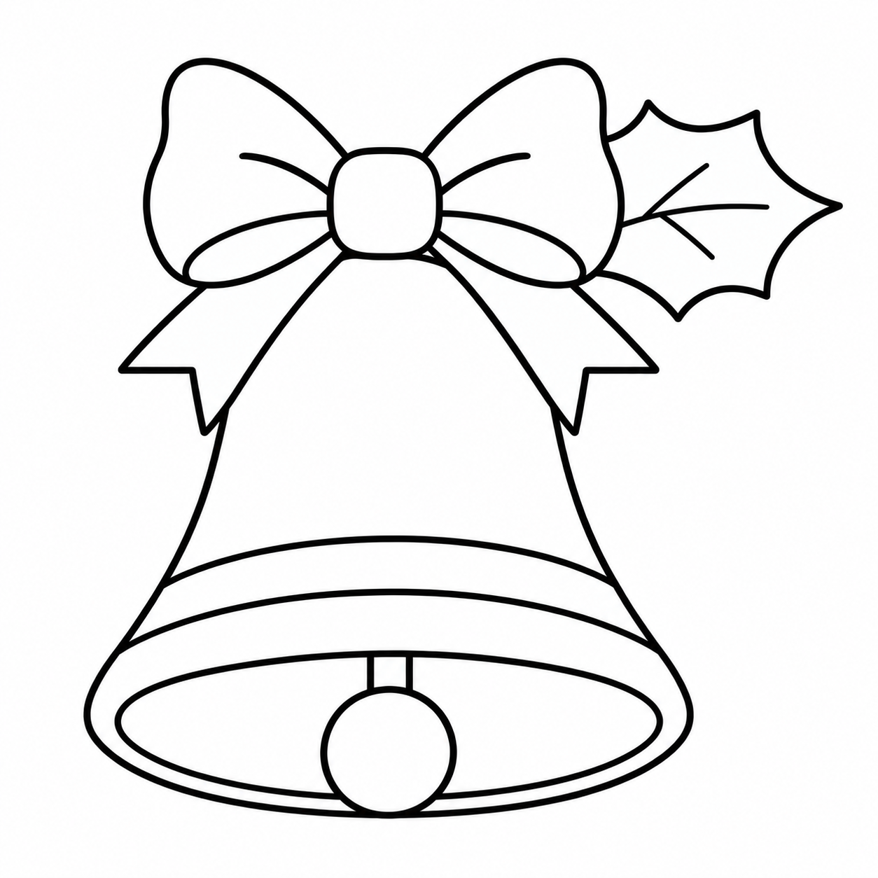 リボンのクリスマスベルの塗り絵