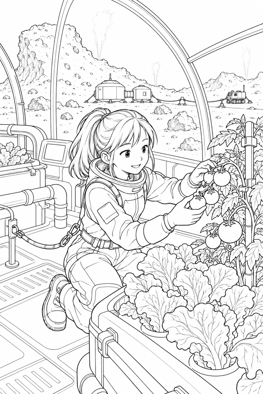 彗星の観測基地：野菜を育てる温室の塗り絵