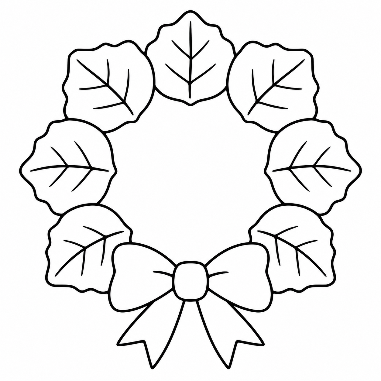 おおきなリボンのリースの塗り絵