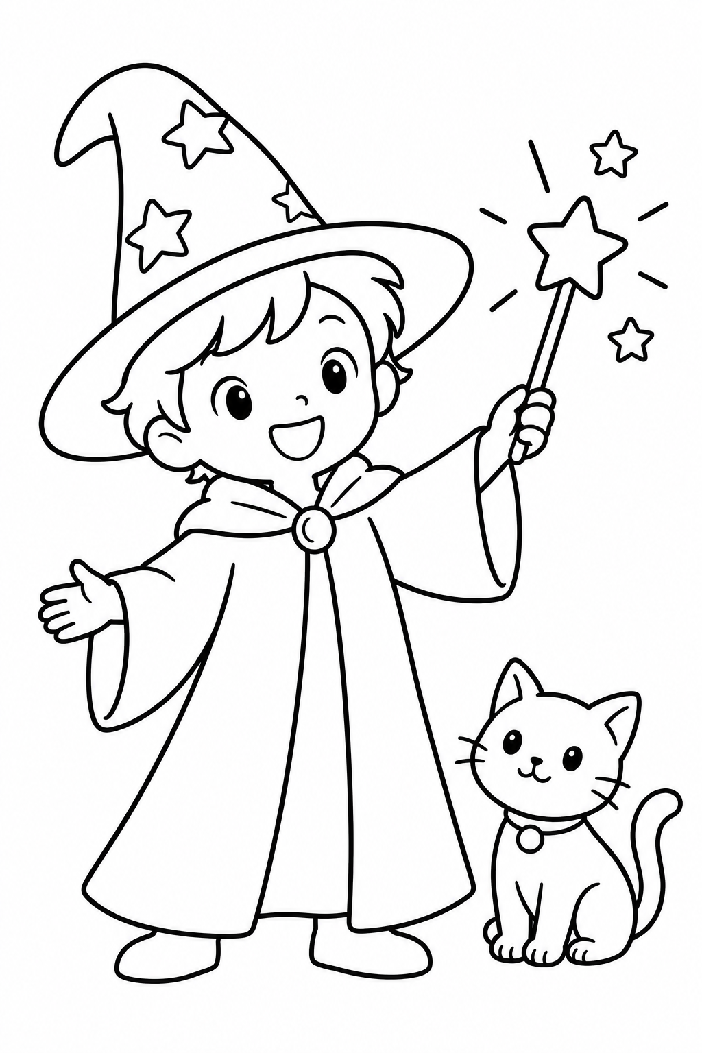 魔法使いと星のつえの塗り絵
