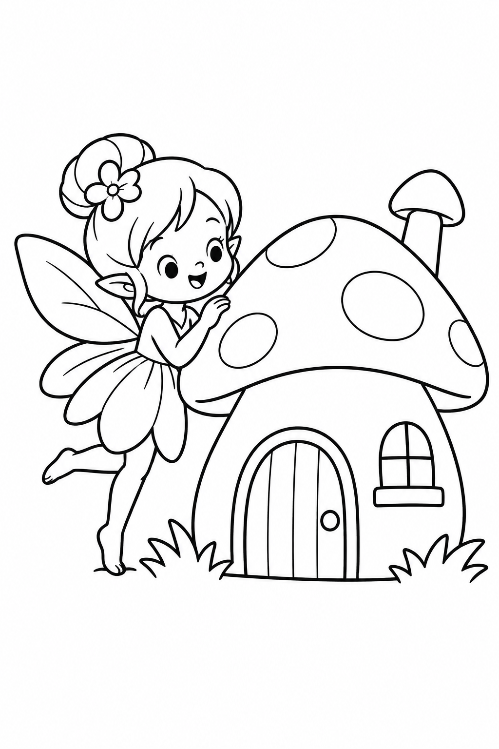 Dibujo de Hada y casa de seta para colorear