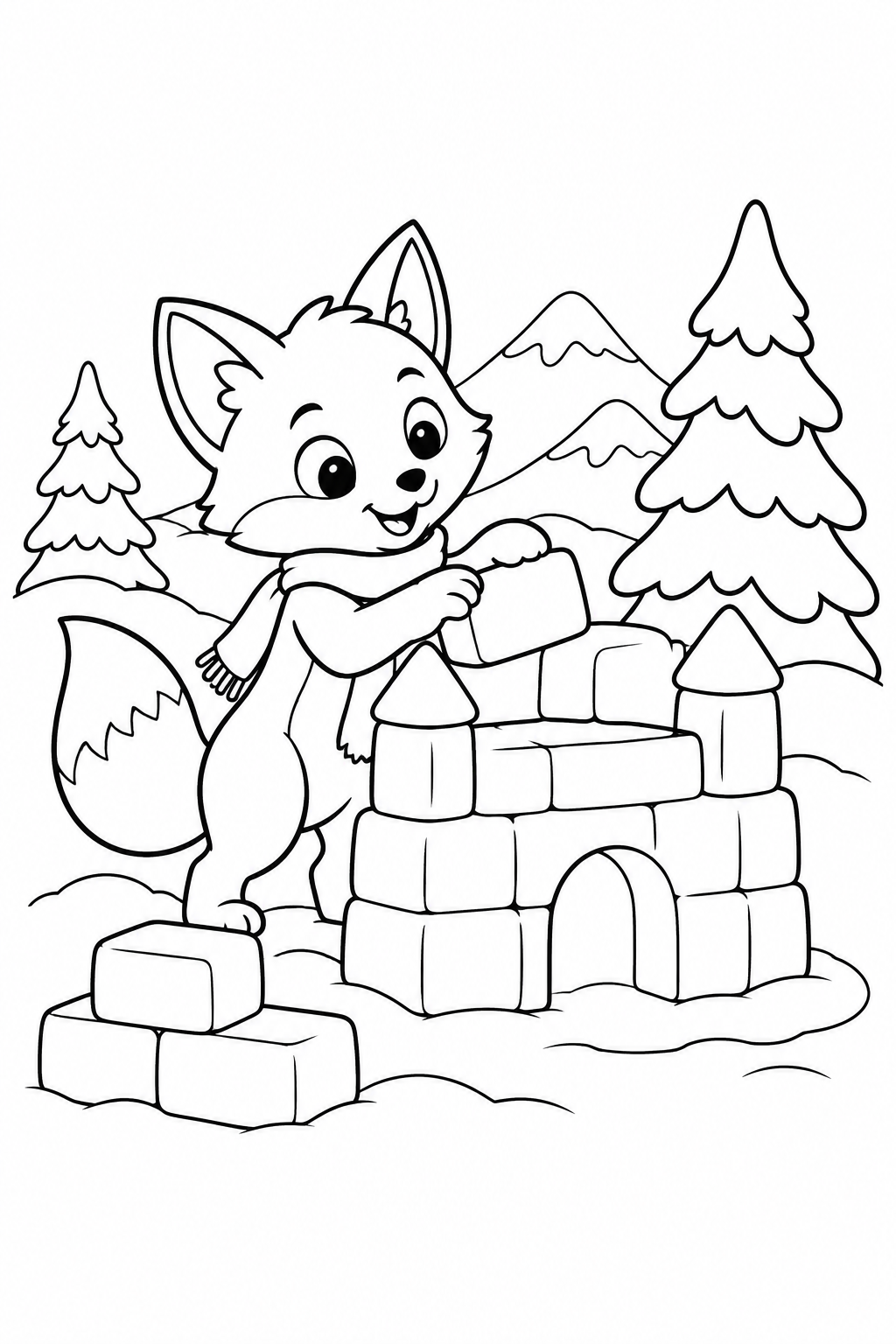 こぎつねの氷のお城の塗り絵