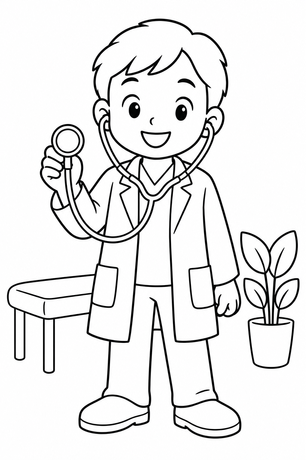Раскраска Врач и стетоскоп